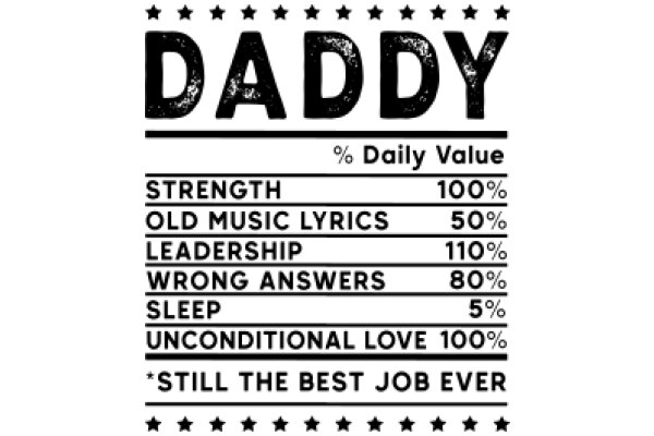 Daddy's Daily Value Chart: Strength, Old Music, Leadership, Wrong Answers, Sleep, Unconditional Love, and the Best Job Ever
