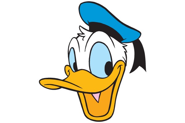 Duck with Blue Cap and Happy Expression