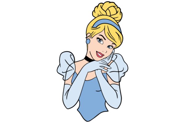 A Whimsical Portrait of a Young Lady with Blonde Hair and a Blue Headband, Embracing Her Inner Princess
