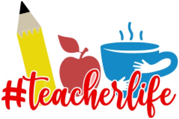 A Colorful Logo for Teacher Life, Featuring a Pencil, Apple, Coffee Cup, and a Heart