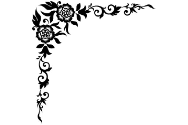 Elegant Black Floral Design on White Background