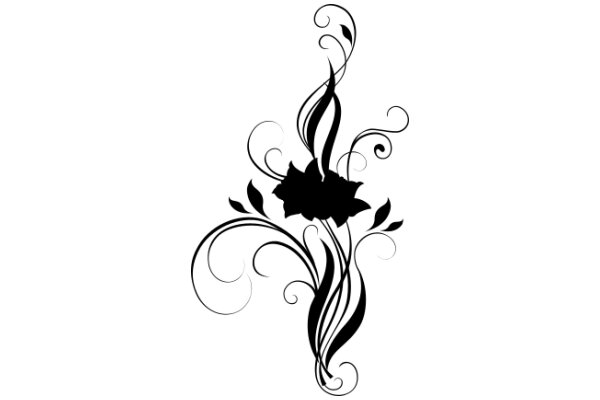 Stylized Floral Design with Swirling Patterns