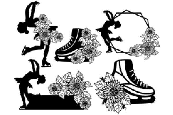 Silhouette of a Skater and Flowers: A Artwork