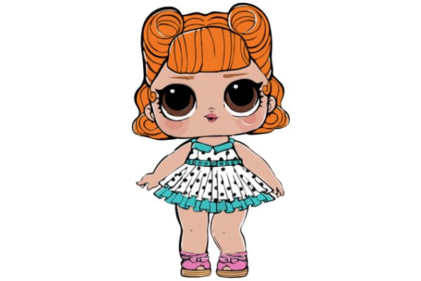An Adorable Cartoon Character with Red Hair and Pink Shoes