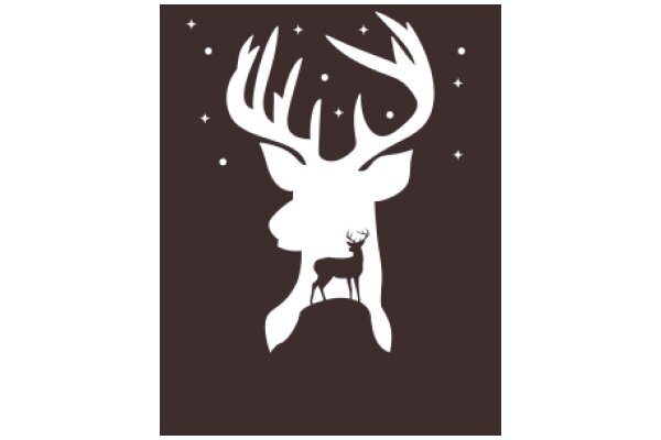 Starry Night with a Silhouette of a Deer and a Stag's Head