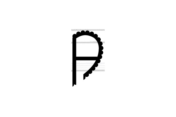 Black Scalloped Letter 'D' on White Background