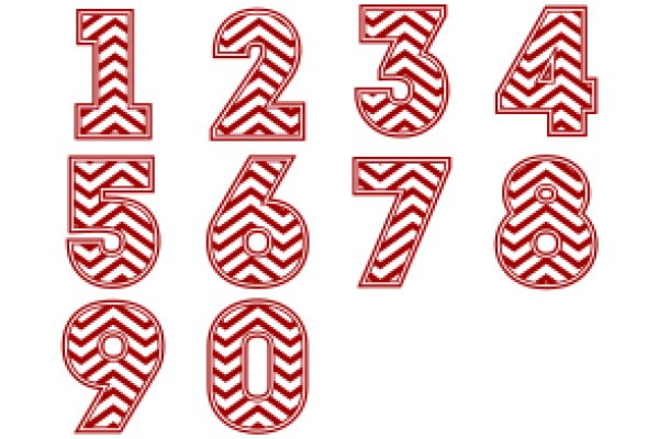 Stylish Red and White Number Set