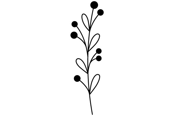 Simplistic Line Drawing of a Plant with Rounded Leaves