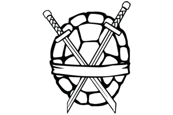 Stylized Logo of a Turtle with Swords Crossed Behind It