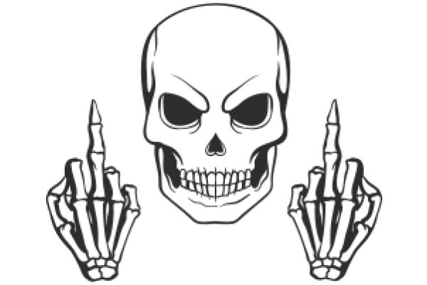 A Playful Take on a Classic Symbol: A Skull with Middle Finger Raised
