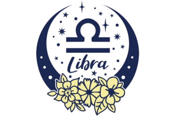Astrological Libra Logo with Floral Accents