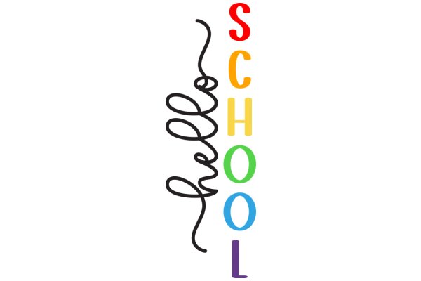 Colorful School Sign with the Word 'School' in Different Languages