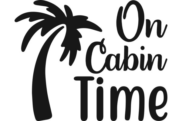 On Cabin Time: A Graphic Design of a Palm Tree and the Phrase 'On Cabin Time'