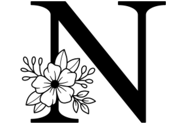 Monogram Design: A Stylized Letter N with a Flower Motif