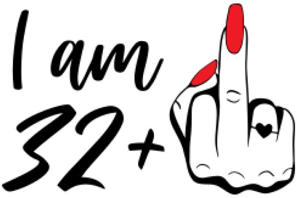 A Playful Expression of Individuality: A Cartoon Character with Red Nails and a Middle Finger, Accompanied by the Text 'I AM 32 +'.