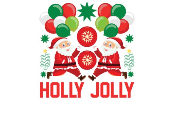 Holly Jolly Christmas: A Festive Illustration of Santa Claus and Balloons