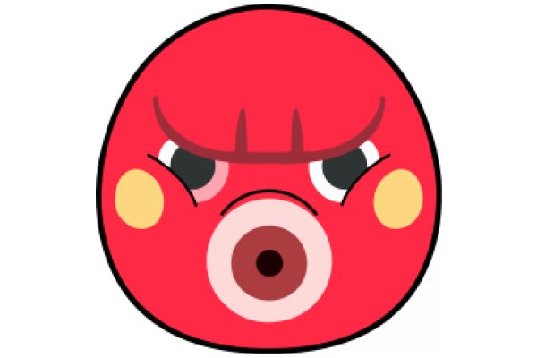 Angry Red Emoji with Yellow Eyes and Nose