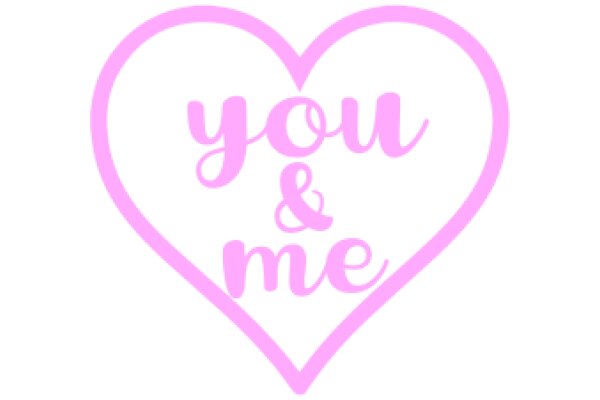 A Pink Heart with the Words 'You & Me' in a Soft, Curved Font