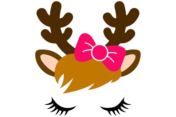 Sleepy Reindeer with Pink Bow