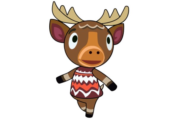 A Friendly Moose Character: A Cartoon Illustration of a Moose with a Smile and a Dress