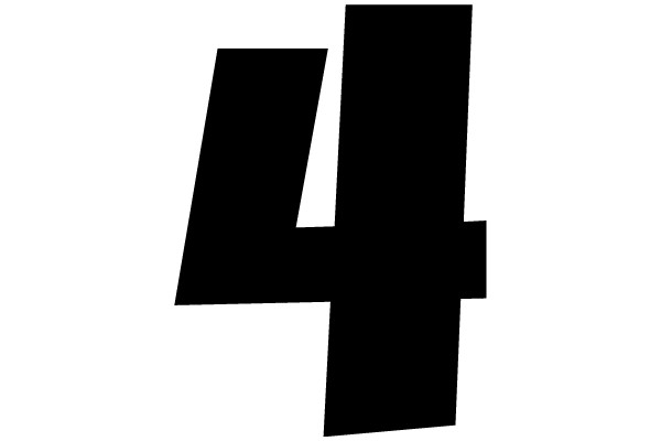 Simplicity in Design: A Black Number Four on a White Background