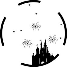 A Silhouette of a Castle and Fireworks Amidst a Starry Night Sky