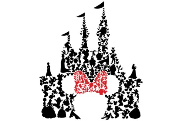 A Silhouette of a Cityscape with a Red Heart at the Center, Surrounded by Various Characters and Symbols