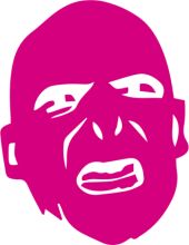 A Pink Silhouette of a Man's Face with an Open Mouth