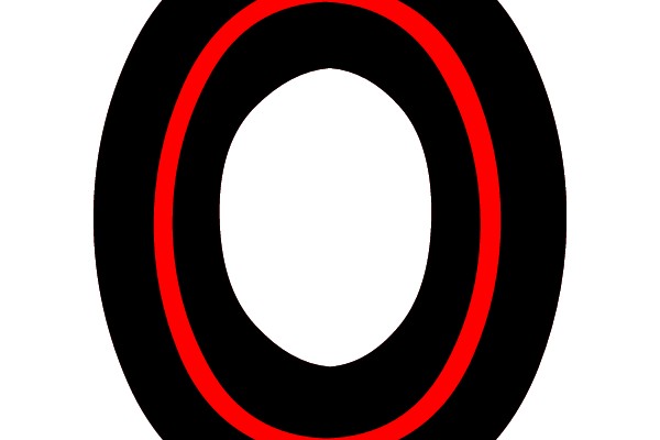 Circular Symbol with Red and Black Outline