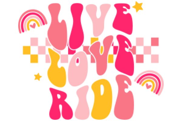 Vibrant and Colorful Graphic Design with the Words 'Live Love Ride' in a Stylized Font