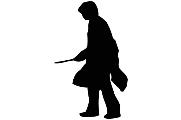 Silhouette of a Person with a Stick