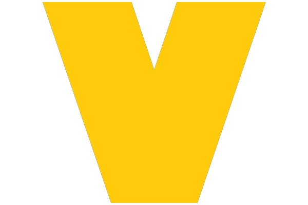 Vivid Yellow Letter 'V' on a White Background