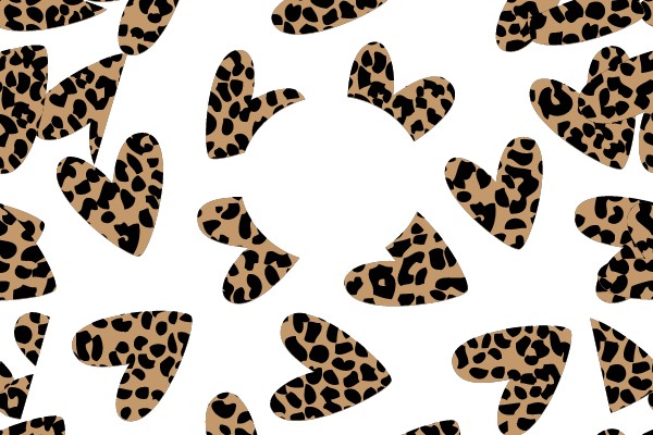 Leopard-Printed Hearts on White Background