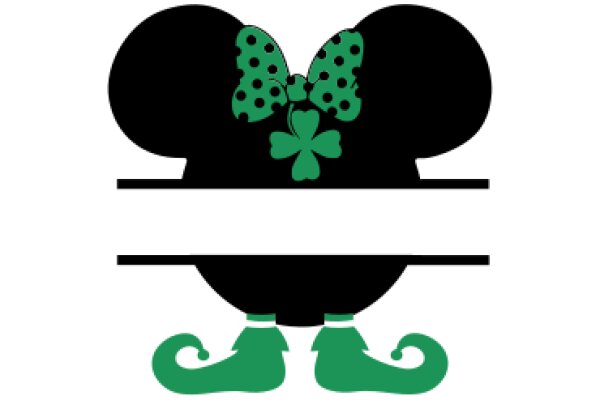A Playful Twist on a Classic Character: Mickey Mouse with a Green Bow and Clovers