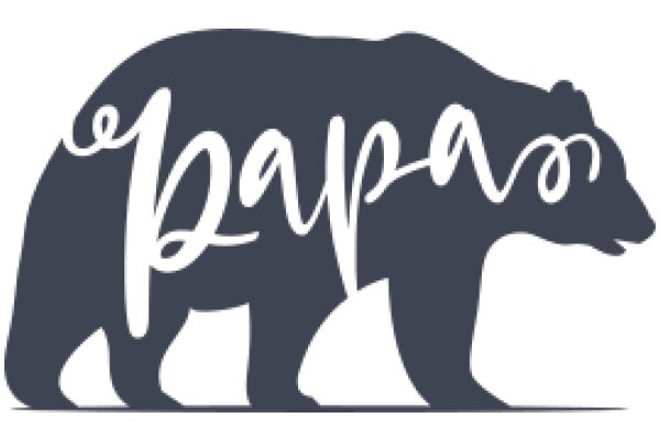 A Stylized Bear Silhouette with the Word 'Papa' Written in a Curly Script