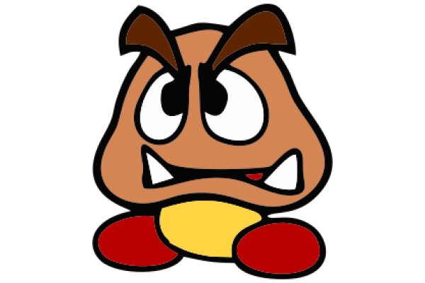 A Playful Cartoon of a Brown and Yellow Character with Red Shoes and a Mischievous Smirk.