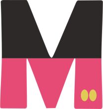 Stylized Letter 'M' with a Pink and Black Color Scheme