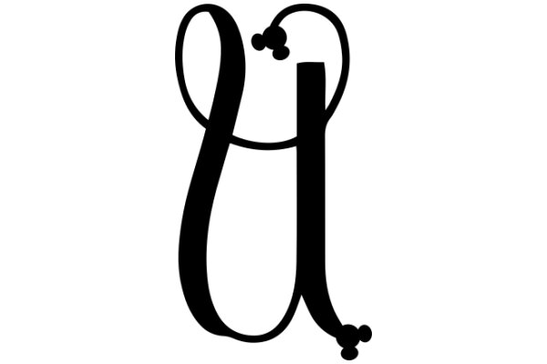 Stylized Black Letter 'U' with Decorative Swirls and Circles