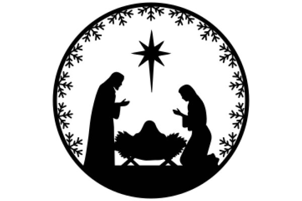 Silhouette of a Nativity Scene with a Star Above