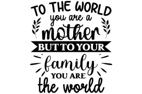 To the World You Are a Mother Butto You Your Family Is the World
