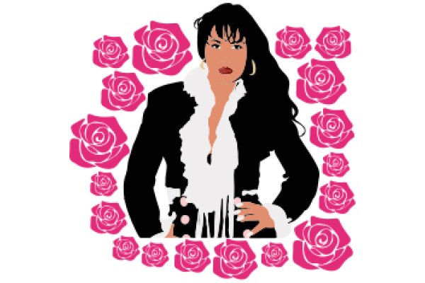 Stylish and Elegant: A Fashionable Portrait with Pink Roses