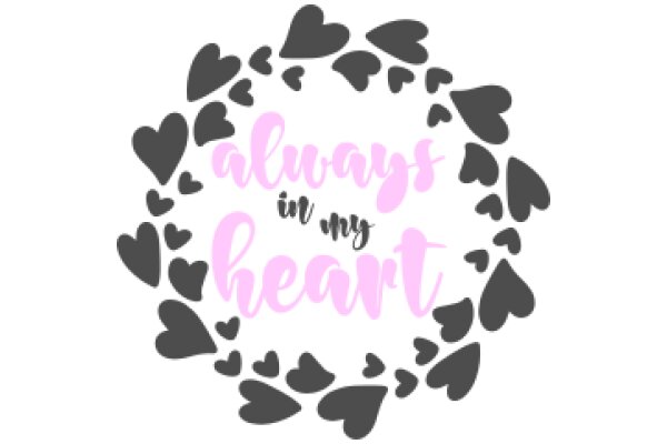 Always in My Heart: A Graphic Design with Heart-Shaped Symbols and a Pink Text