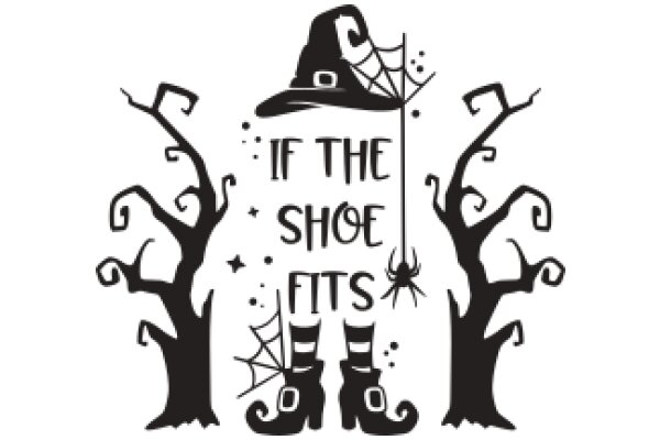 Whimsical Halloween-themed poster with a playful twist on the classic 'If the Shoe Fits' phrase.