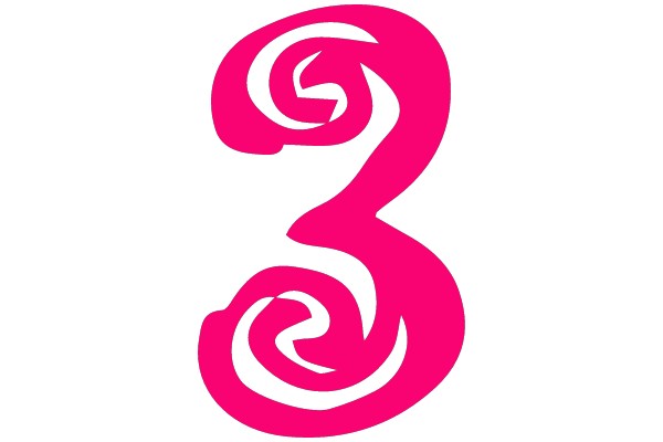 The image features a stylized, pink number '3' with swirling patterns, reminiscent of a swirly design or a decorative font.