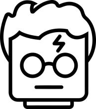 Stylized Icon of a Character with Glasses and a Lightning Bolt on the Head, Representing a Cartoon or Animated Character