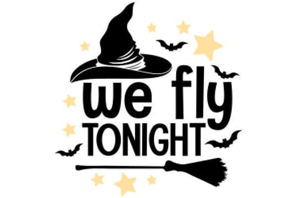 We Fly Tonight: A Halloween-themed poster with a witch's hat, bats, and stars.