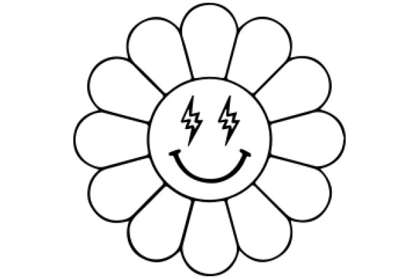 Simplistic Smiling Flower with Lightning Design