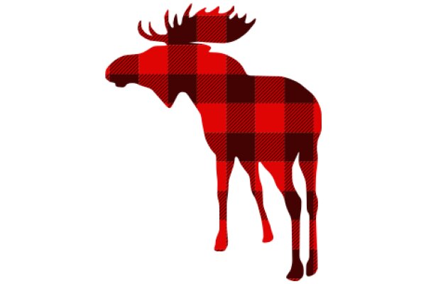 Stylized Red Moose with Antlers on a White Background