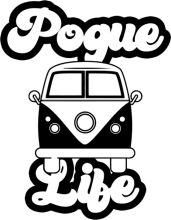 Pogue Life: A Graphic Design of a Van and the Word 'Pogue' in a Stylized Font