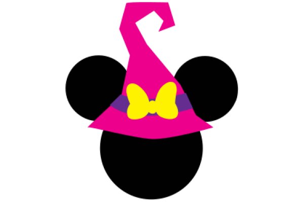 Whimsical Disney Character: A Playful Pink and Yellow Hat on a Black Circle